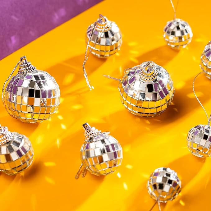 36 piezas bolas espejadas disco 4D plateadas miniatura 3