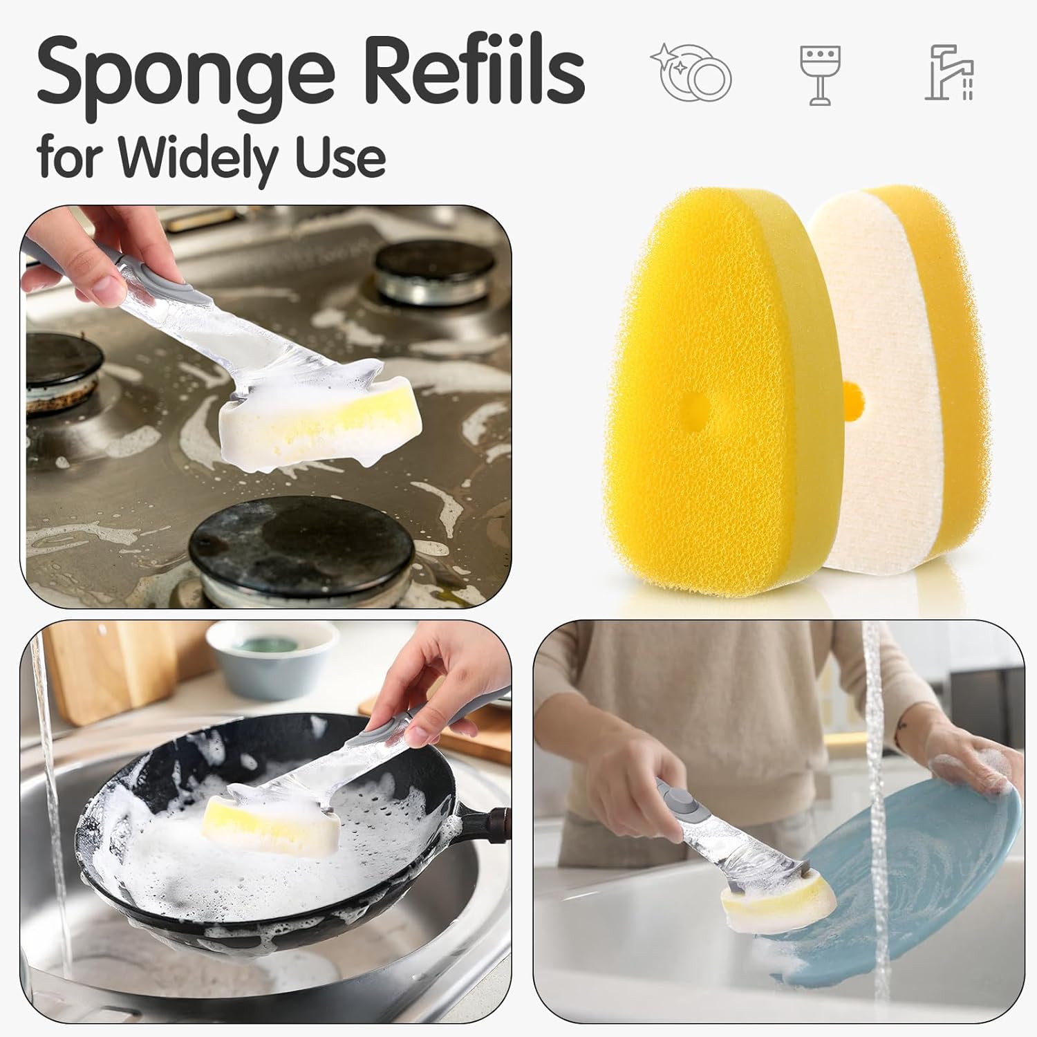LemonRoad 24 Pack Dish Wand Sponge Refills Compatible with Dish Daddy Sponge Replacement Head Refills for Dishwashing and Kitchen Cleaning - Image 7