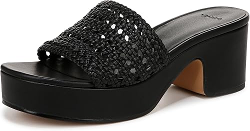 Vince Womens Margo Black Woven Leather 6.5 M
