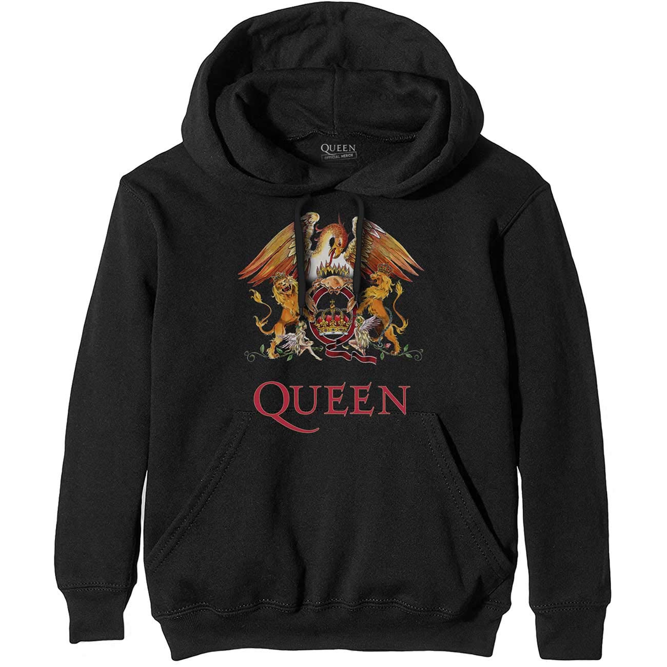 Rock Off officially licensed products Queen Freddie Mercury Brian May Official Unisex Hoodie Hooded Top (Small) Black