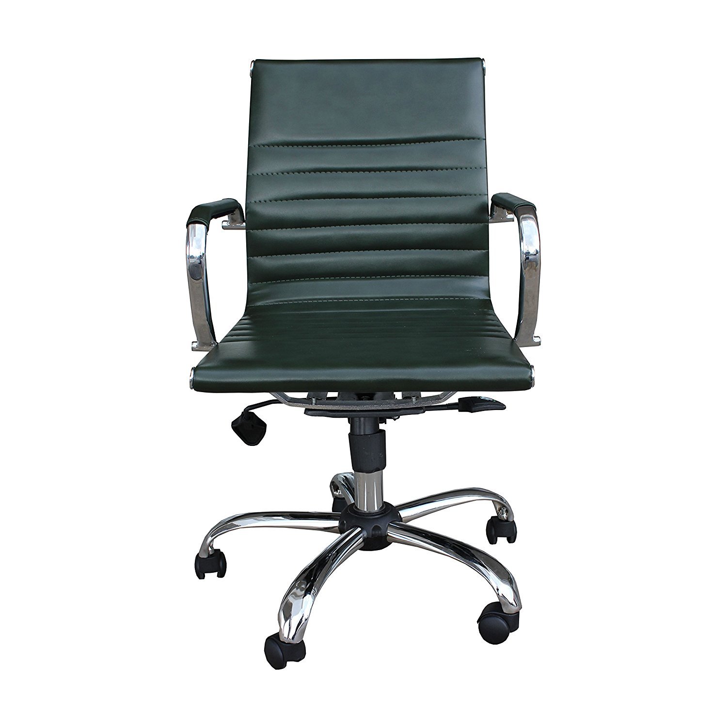 Mid-Back Executive Leather Armrest Desk Chair, Dark Green