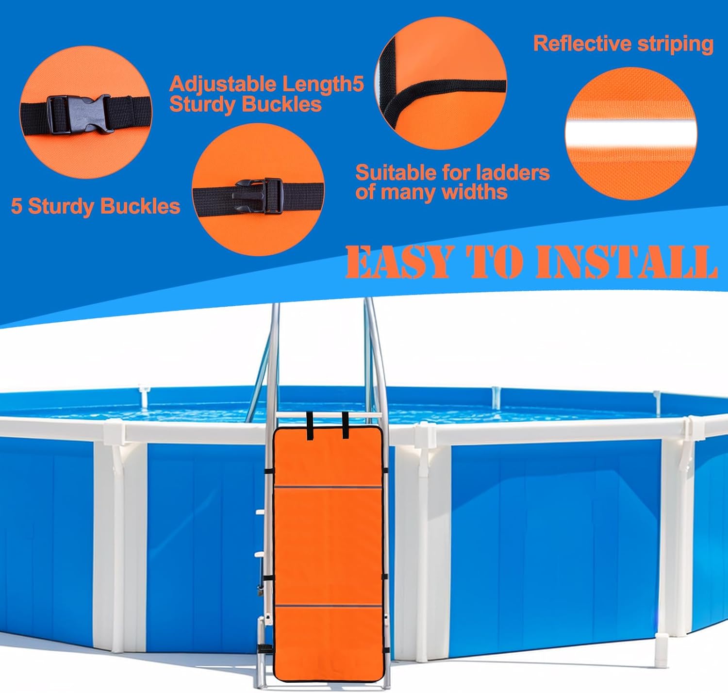 Pool Ladder Safety Guard,19.7 X 49.2in Pool Ladder Guard Safety Net Child Safety Pool Ladder Above Ground Bunk Bed Ladder Safety Cover for Prevent Kids from Climbing,Falling（No PP Board Included）