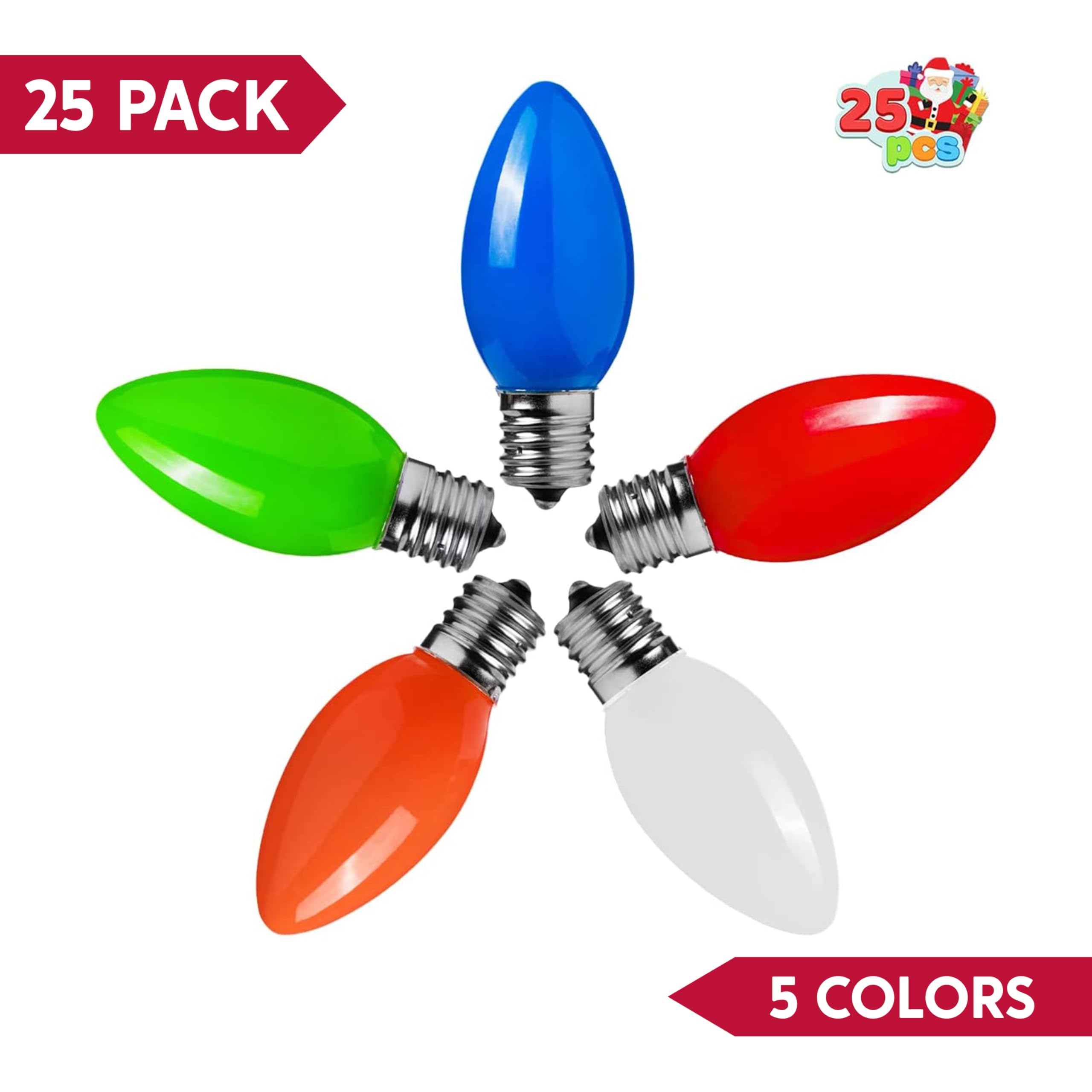 Joiedomi 25 Pack C9 Light Bulb, Replacement Multicolor Light Bulbs