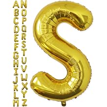 VHUWE 40 inch Gold Letter S Balloon, Big Size Alphabet Foil Mylar Helium Balloons for Birthday Party Celebration Wedding Anniversary Baby Shower Decorations Supplies Alphabet S
