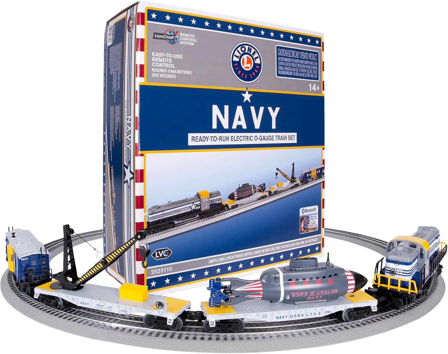 Lionel Navy LionChief Freight Electric O Gauge Bluetooth 5.0 Train Set with Remote