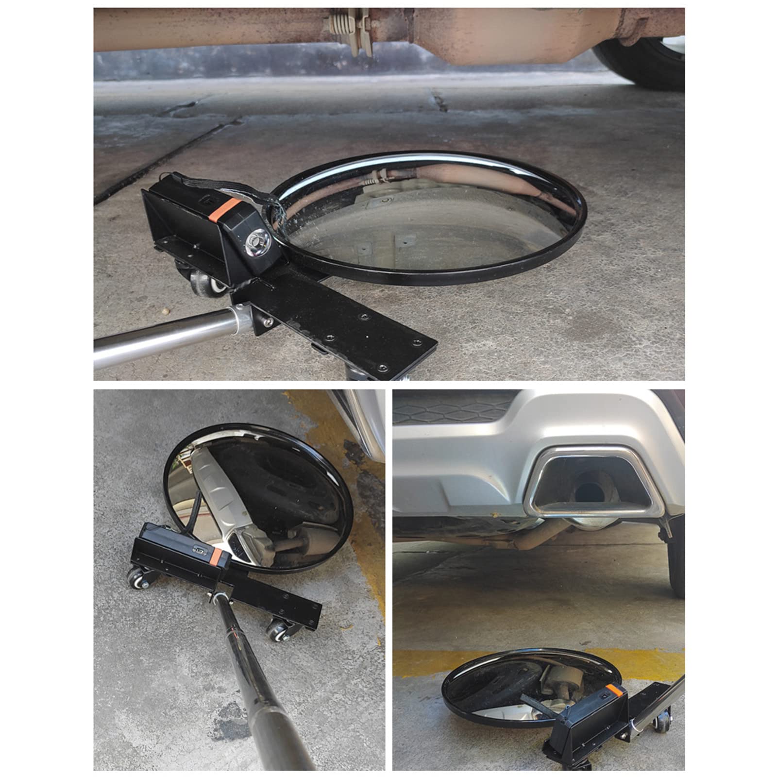 Espejo de Seguridad para inspección de Bajos de vehículos, Espejo de detección Reflectante portátil, Espejo Convexo con luz, retráctil de 3 poleas, Adecuado para vehículos de Aeropuerto, Ant,