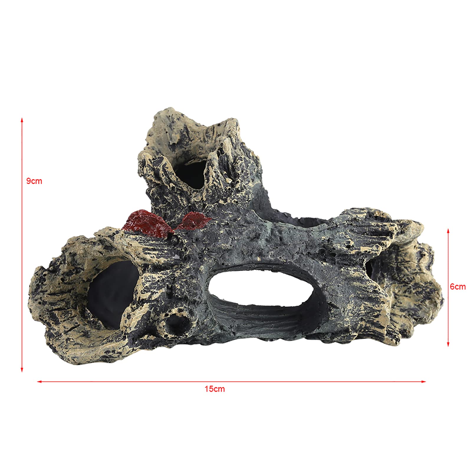 Arredo Acquario Resina | Ornamento Tronco Artificiale con Grotta per Decorazione Paesaggi Acquatici Naturali | Atossico e Sicuro per Pesci - Dimensioni 15x10x8 cm