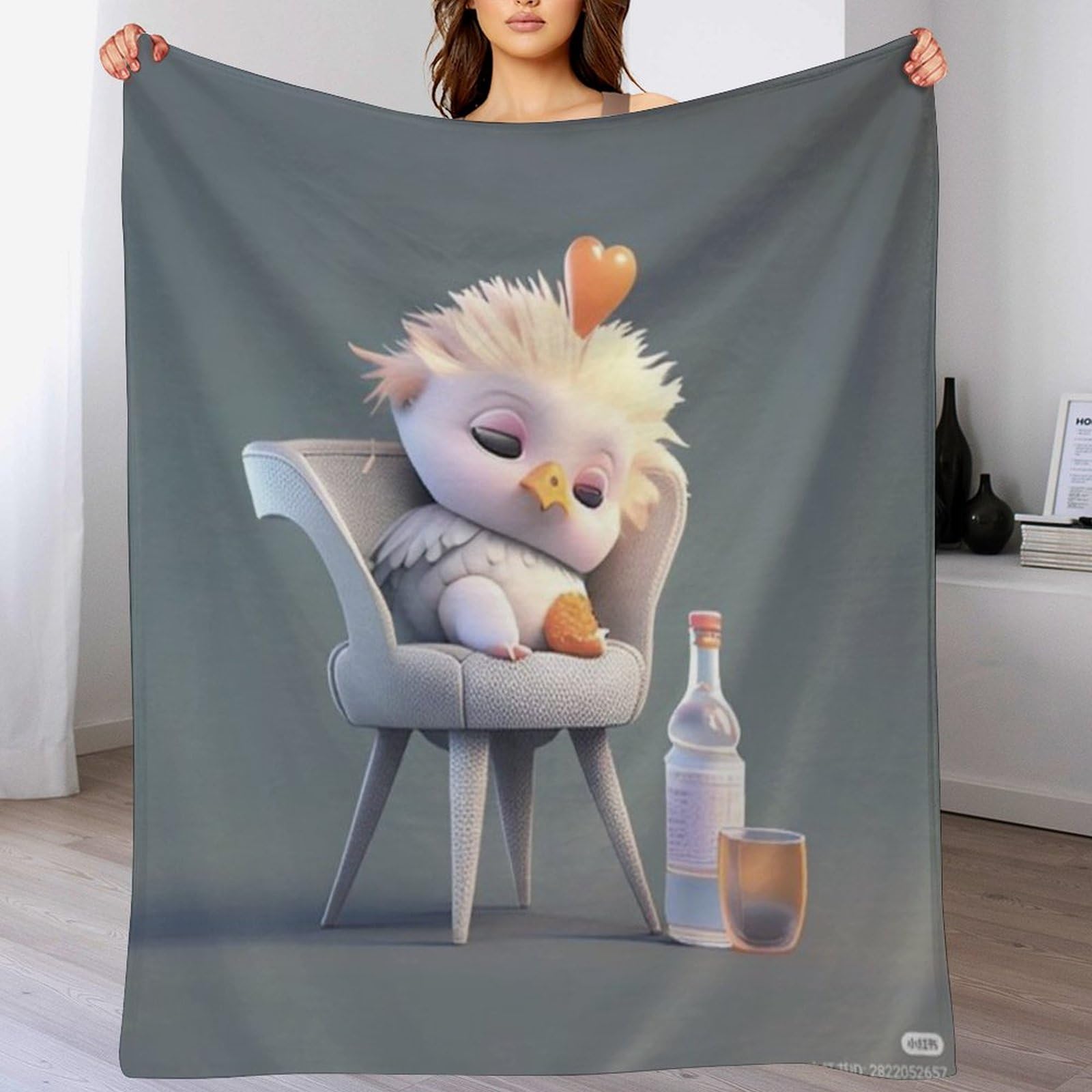Couverture polaire flannel poulet mignon pour canapé et soirées cocooning 150x200cm