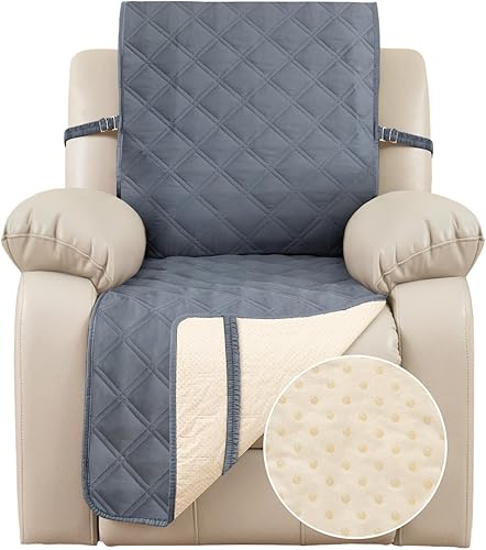 Miniatura 1 de TOMORO Funda de sofá reclinable antideslizante, 100% impermeable, protector de muebles, funda de sofá lavable con correas elásticas para perros y