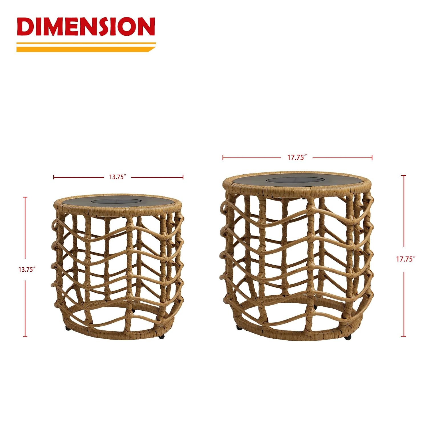 Boho Solar Nesting Tables with Lights, Set of 2 - Image 2