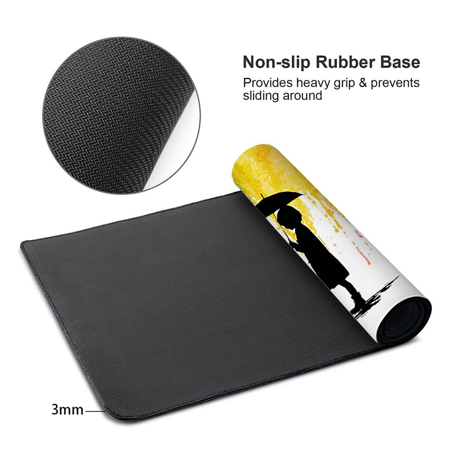 Tappetino per Mouse XXL 1200 x 600 mm Tappetino Mouse Gaming Grande, Mousepad con Base in Gomma Antiscivolo, Tappeto per Tavolo da Gaming per Mouse e Tastiera, Accessori PC (Umbrella ragazza) H-114