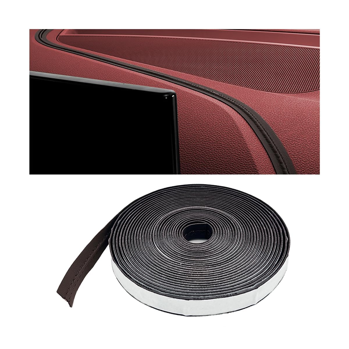 WANJUNSHANGMAOYOUXIAN Car Interior Leather Trim Strip for Ford Tourneo Courier (AB Bj.2014), 6m Waterproof Self-Adhesive Moulding Line Decorative Gap Filler Styling Accessory, brown