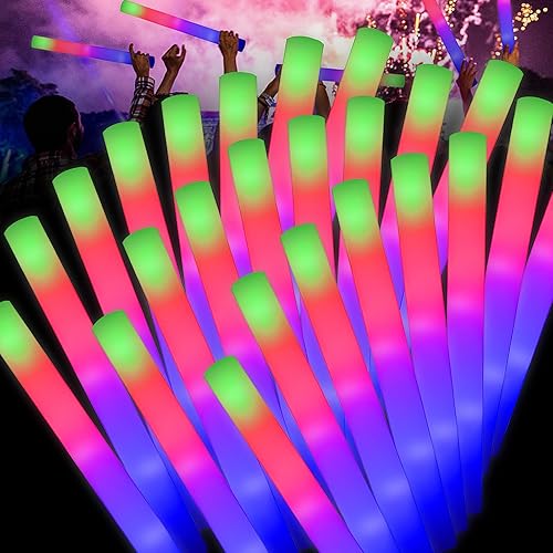 Taotuo 30 unidades varitas de luz LED 19", fiestas, rave, suave resplandor, varitas