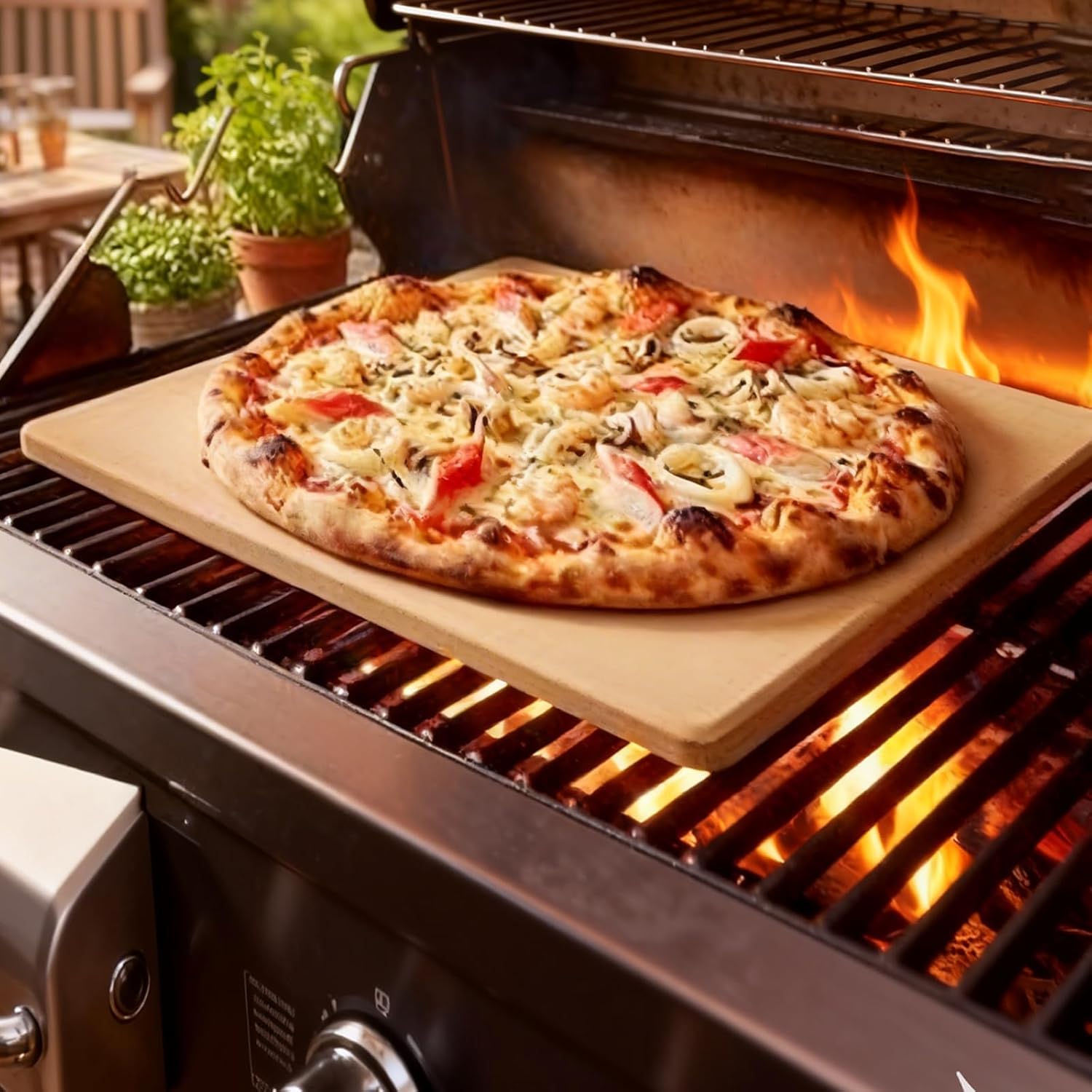 24'' Extra Large Pizza Stone Baking Stone Cordierite Bread Stone for Oven Grill, Cooking Stone for Grill Rectangular, Thermal Shock Resistant, Ideal for Baking Different Sizes of Pizzas or Bread