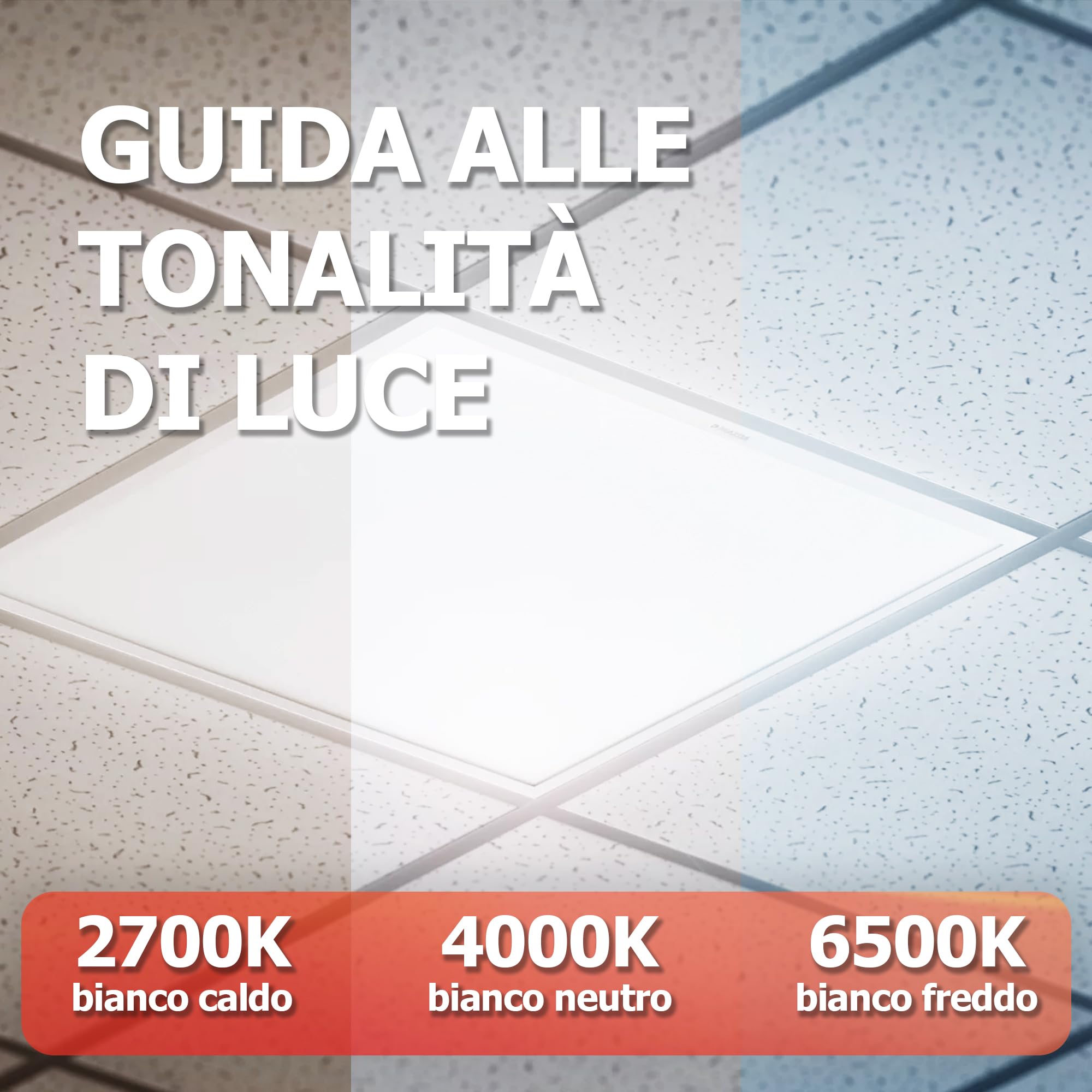 PILA Pack da 4 pannelli LED 60x60 cm, 40W, luce bianca neutra (4000K), non regolabile, 4000 lumen, CRI80, UGR22, 35.000 ore di durata utile