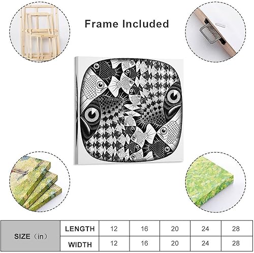 Miniatura 7 de AAOTE Peces y escamas - por M.C. Escher - Pósteres artísticos para habitación, póster estético, arte de pared, pintura en lienzo, regalos,