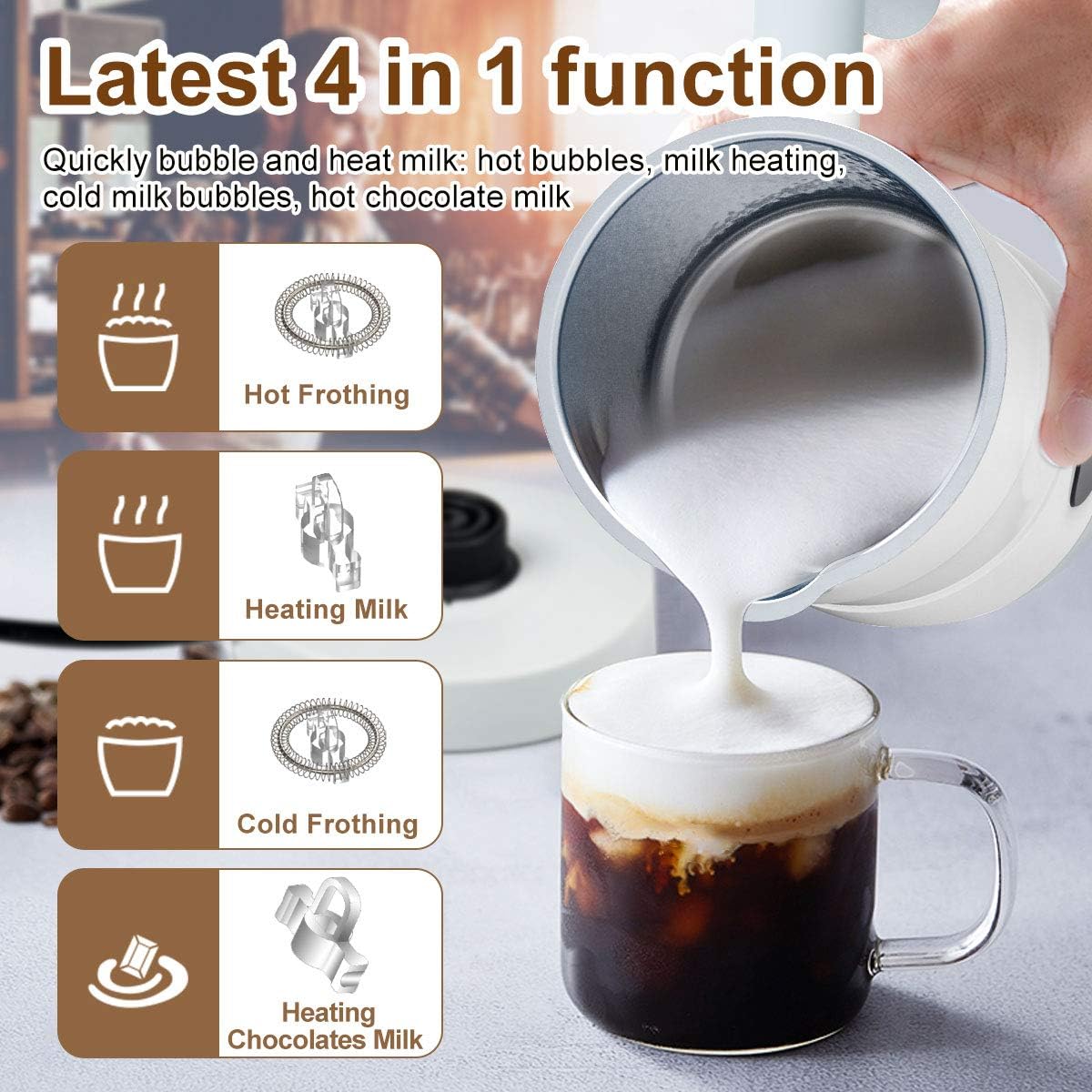 Buy Cornmi Electric Milk Frother And Warmer 4 In 1 Automatic Milk Frothers 400w Automatic Milk Foam Maker With Hot Cold Milk Functionality For Latte Coffee Hot Chocolates Cappuccino Online In Taiwan