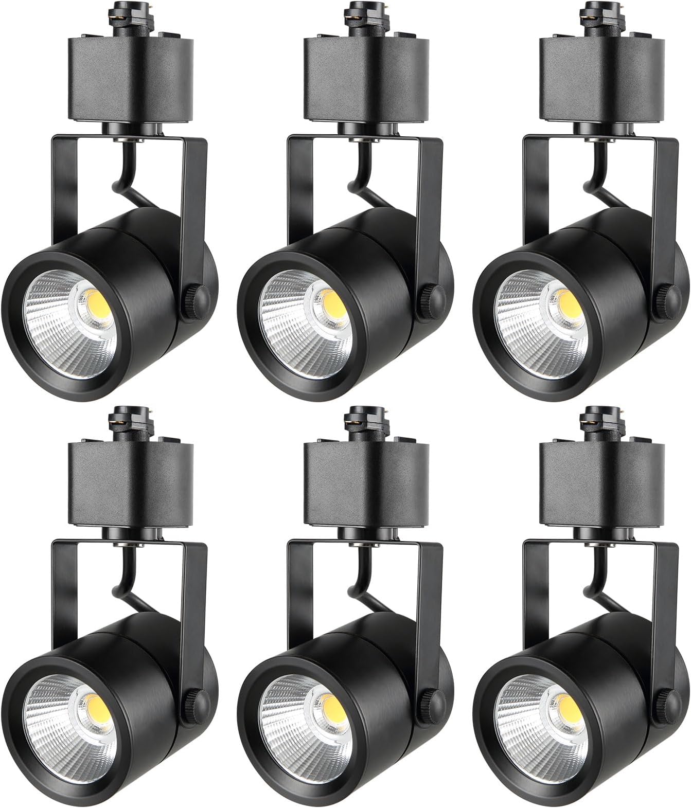 VEVOR LED Track Lighting Heads, 6.5W 3000K 470lm Warm White, Dimmable H Type Track Light Head, CRI85+ True Color Rendering Adjustable Tilt Angle Track Lighting Fixture for Accent Retail, 6 Pack, Black