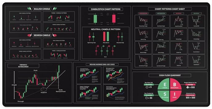 Stock Trader Desk Mat - Trading Knowledge Profit - Trading Trader Stock Market Day Trader Mouse Pad Gifts for Stock Trader Investor