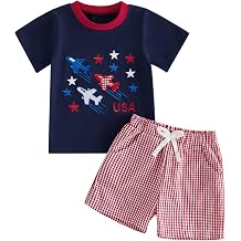 Toddler Boy 4th of July Outfit USA Short Sleeve T-shirt Plaid Shorts Baby Boy Independence Day Clothes Summer Set