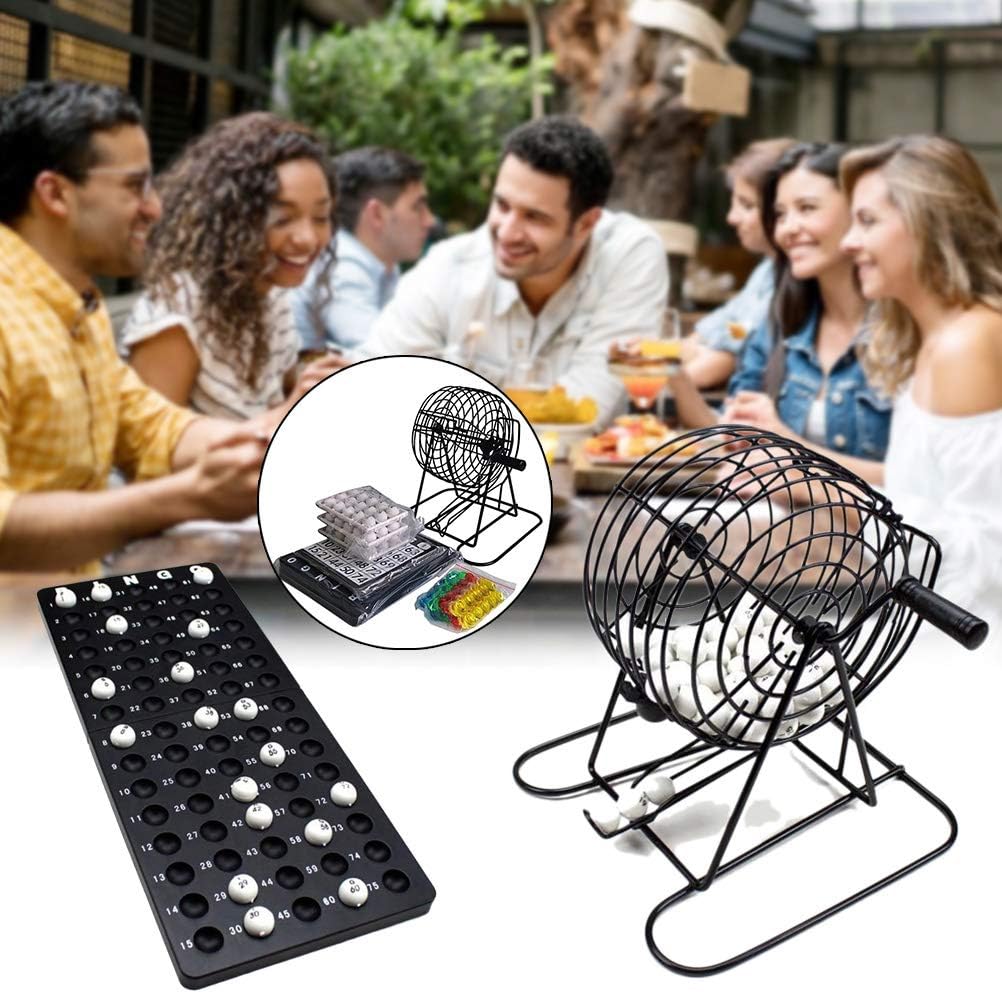 GOTOTOP Deluxe Bingo Game Set, Metal Bingo Cage with 75 Balls and 18 Cards for Family and Friends Gatherings (Assorted Color)