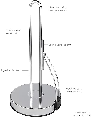 Miniatura 3 de Spectrum Diversified Euro Tension - Soporte para toallas de papel (cromado), organización de almacenamiento para encimera de cocina, despensa,
