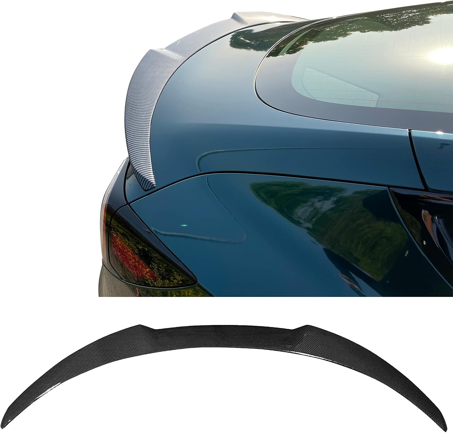 IKON MOTORSPORTS, Trunk Spoiler Compatible with 2017-2023 Tesla Model 3, Rear Trunk Spoiler Wing Lip Added on Bodykit Replacement ABS Plastic IKON Style #NEU112E, PMNG Steel Gray Metallic, 2020 2021