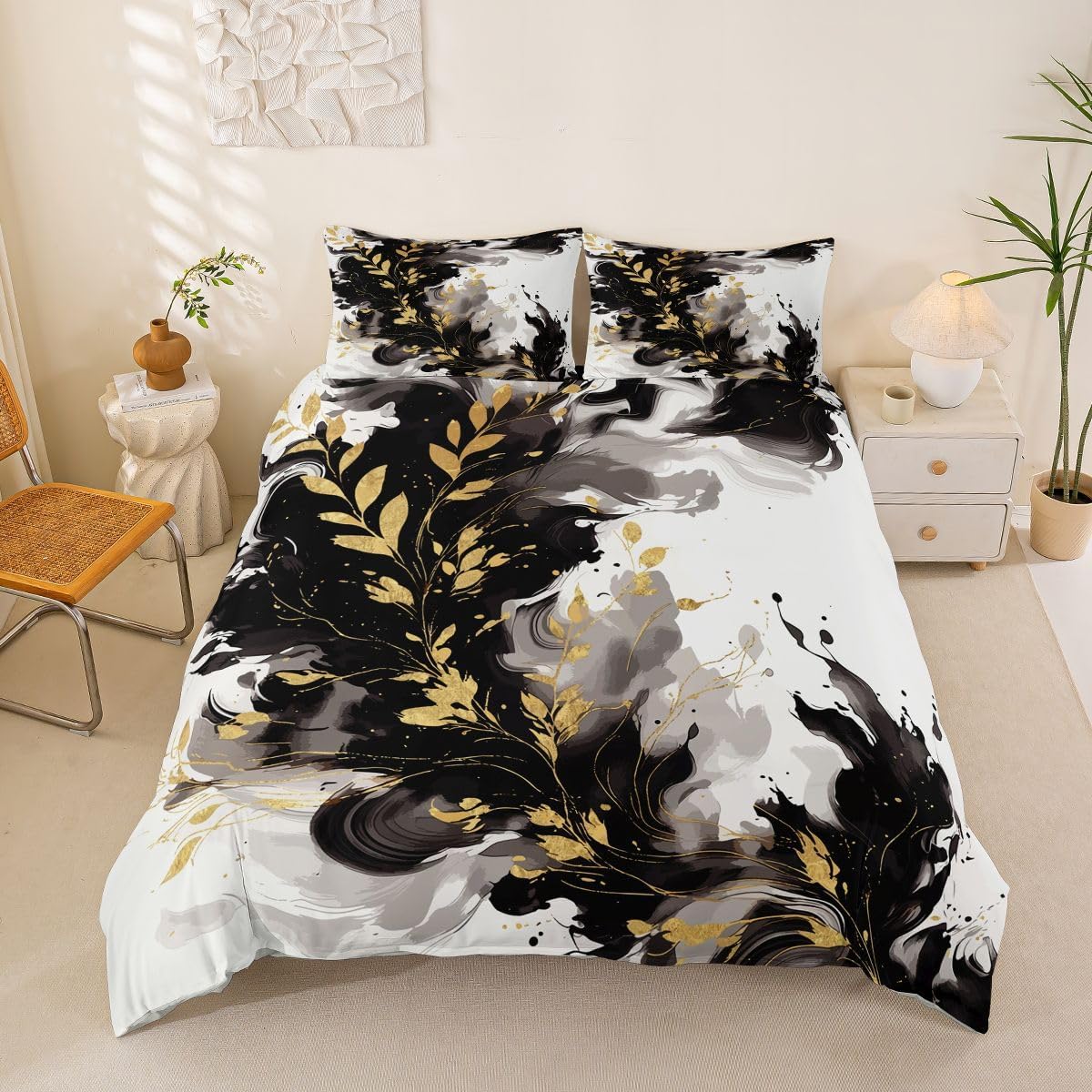 Feelyou Girls Pink Marble Duvet Cover Women Purple Blue Marble Texture Comforter Cover Gold Glitter Abstract Art Painting Bedding Set Kids Girly Colorful Modern Room Decor Twin Size (No Comforter)