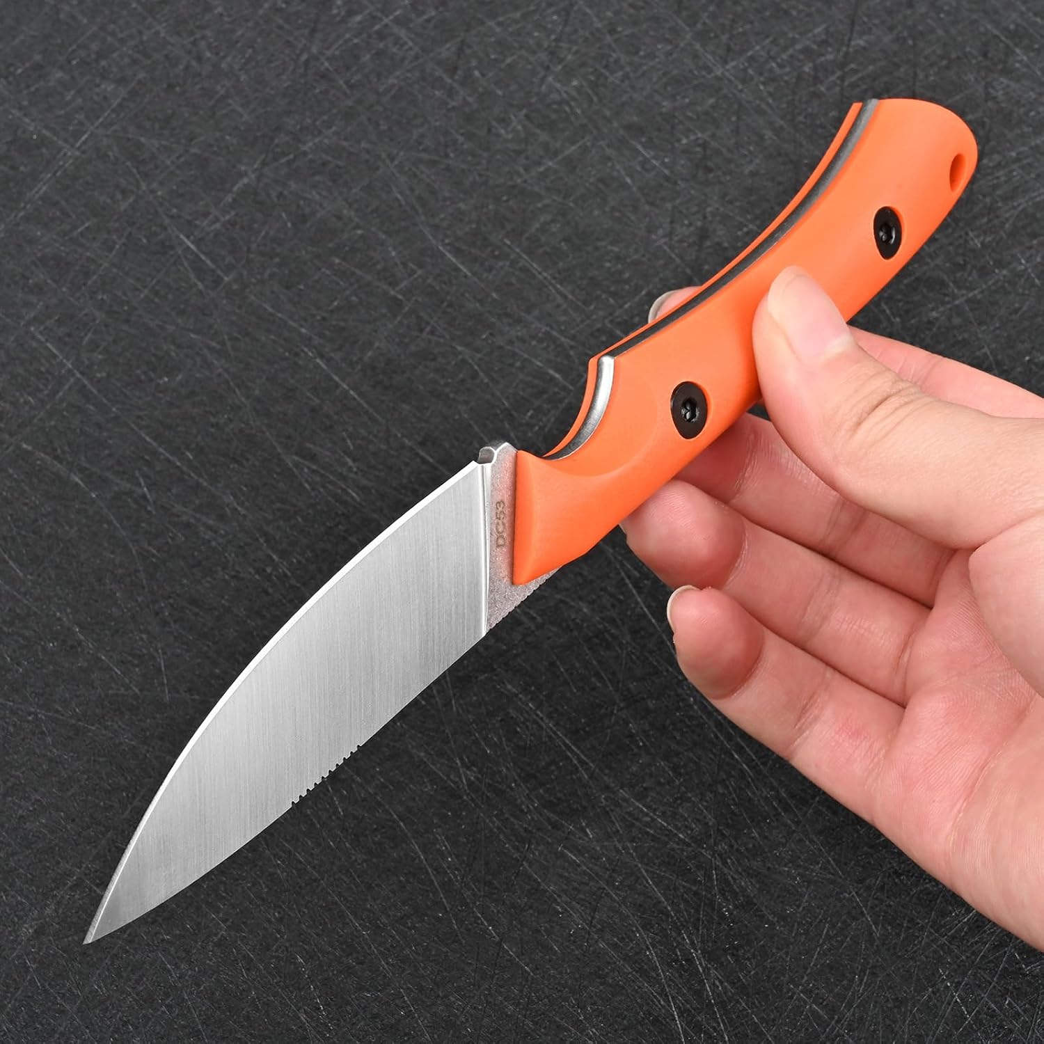 Knives DC53 Steel Tactical Fixed Blade Knife with kydex sheath for Men EDC Outdoor Camping Survival Hunting (White+G10 Orange)