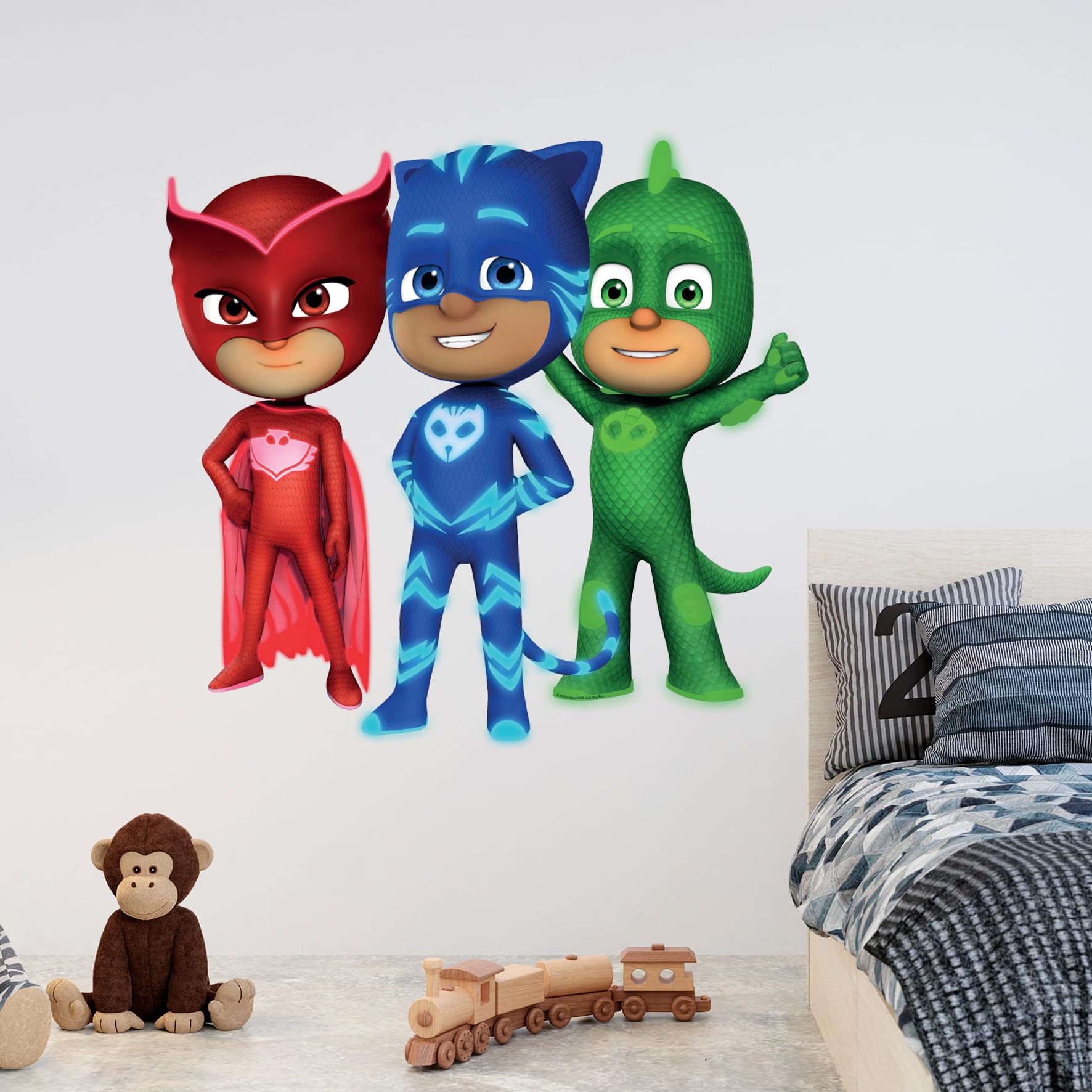 PJ Masks Power Heroes Wall Sticker - Core 3 Standing Wall Decal Art (90cm Width x 90cm Height)