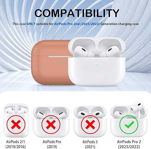 Miniatura 6 de Funda para AirPods Pro de 2 generación, silicona suave anticaídas de grado militar que absorbe los golpes para AirPods Pro, con llavero y kit de