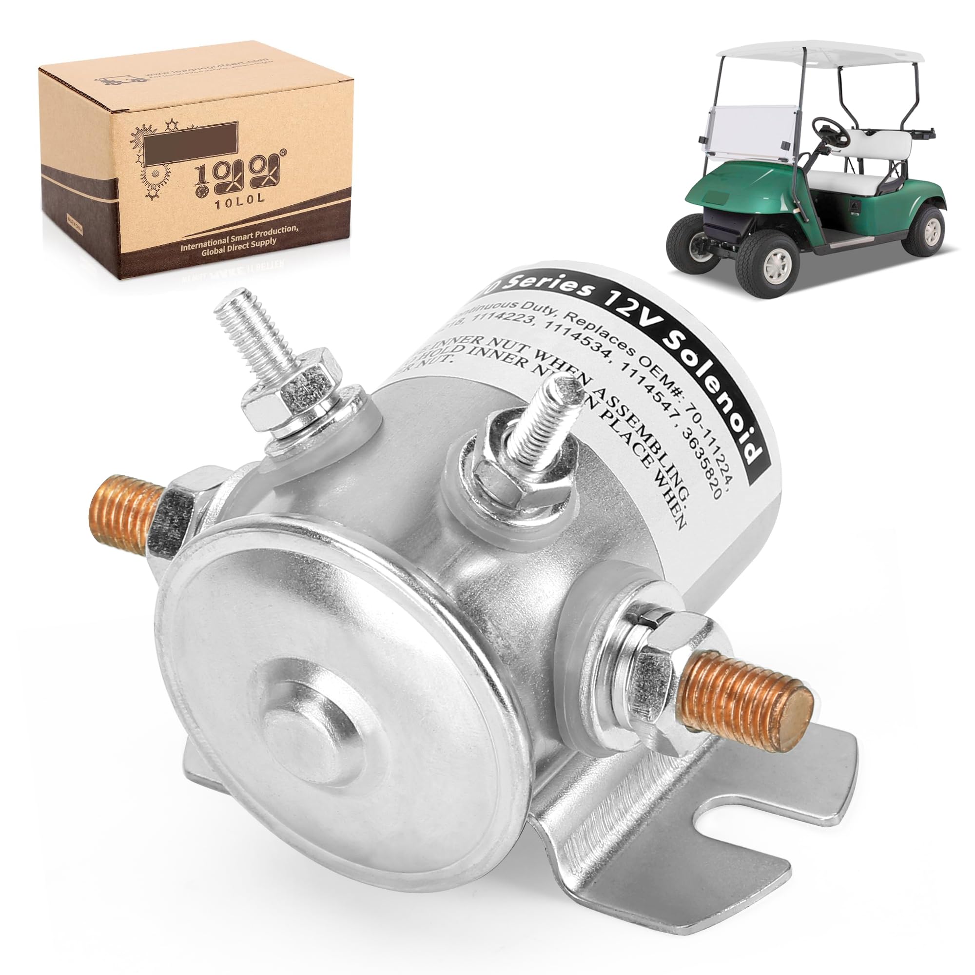 10L0L Max 250A Continuous Duty 12V Solenoid Relay for EZGO Marathon 1979-1994 Gas Golf Cart, Forklift, Tractor, RV, Marine, Motor, Winch, OEM 16542-G1