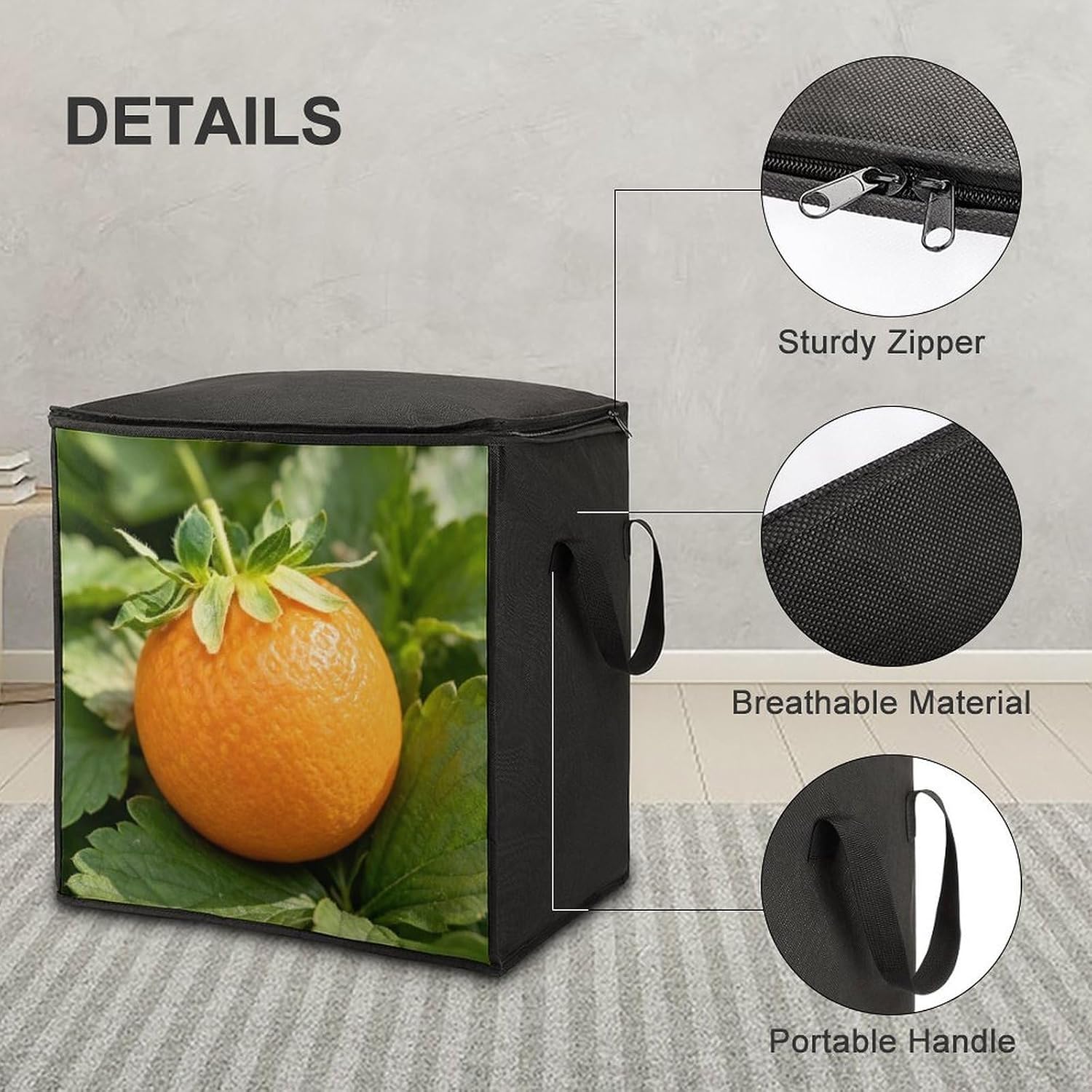 Tangerine Comforter Storage Bag Moving Bag | Clothes Storage Bins-70L,Moving Bag With Dual Handles For Easy Carrying, Zipper Design Durability for Home,Bedroom,Closet