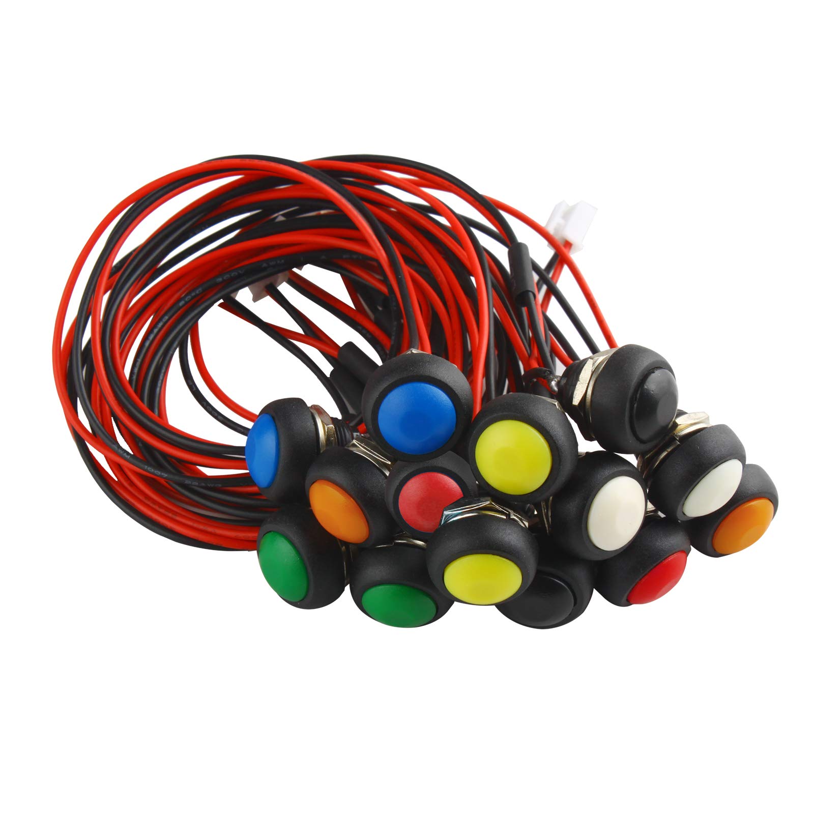 Larcele 10mm Drucktaster 12 Stück - Momentan Schalter 2 Pin DIY