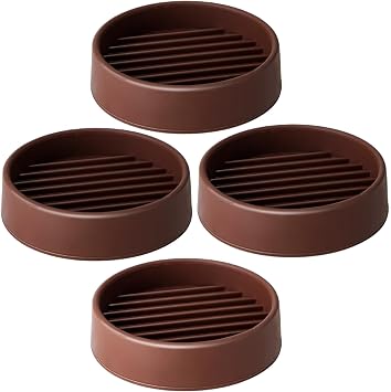 4 Pieces 2x2 inch Non Slip Furniture Pads- Rubber Anti Skid Caster Cups, Leg Coasters- Couch, Chair, Feet, and Bed Stoppers- Anti-Sliding Floor Protectors 4, Round Brown