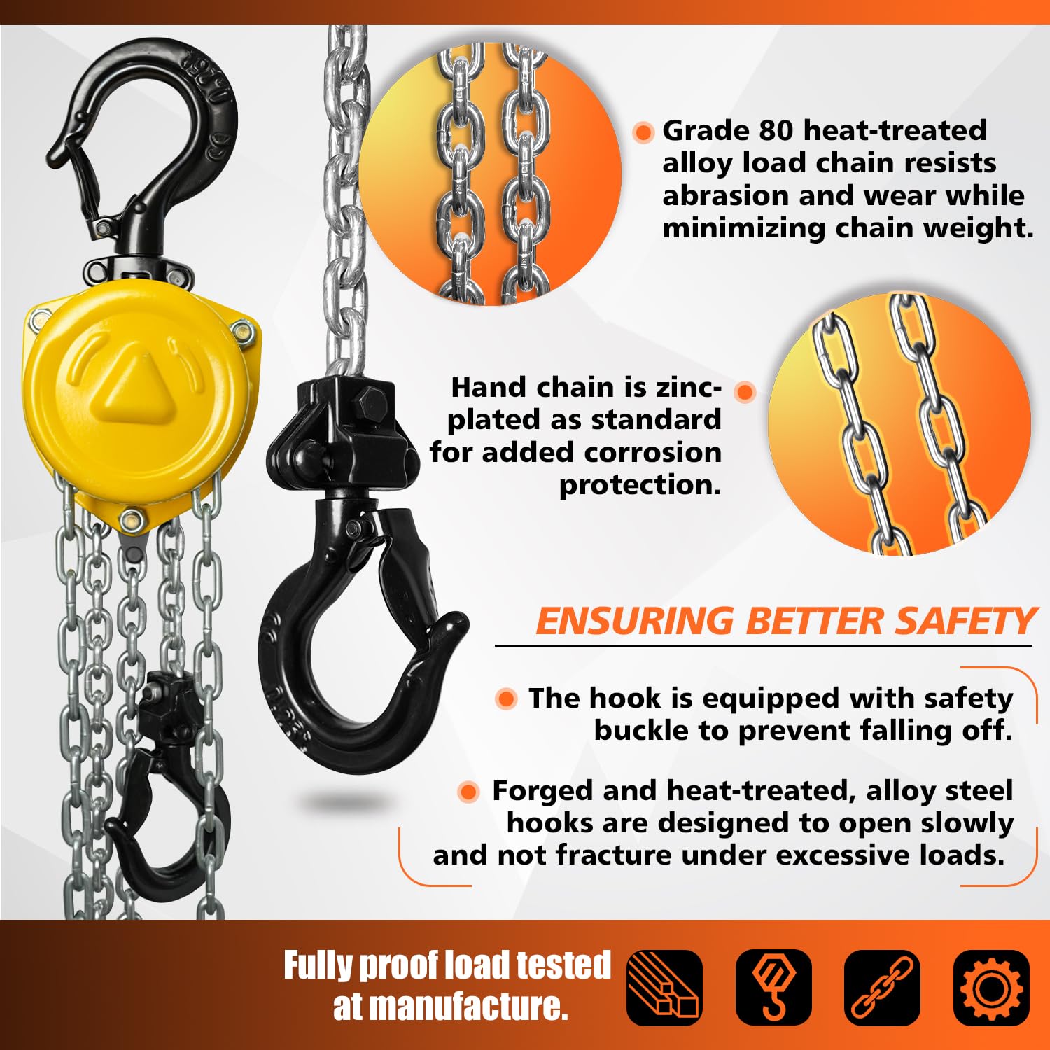 YATOINTO Chain Hoist 1/4 Ton (550 lbs) Capacity, Small & Mini Chain Hoist with 10 FT Lift, 9'' Low Headroom, Industrial-Grade Steel Chain Fall for Garage & Automotive Use