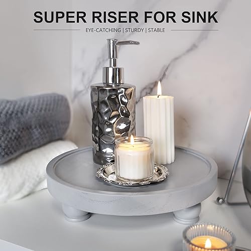 Vista 3 de EOSAHR Elevadores de madera modernos para exhibición: soporte de pedestal de granja para decoración de encimeras del hogar, cocina y baño, elegante