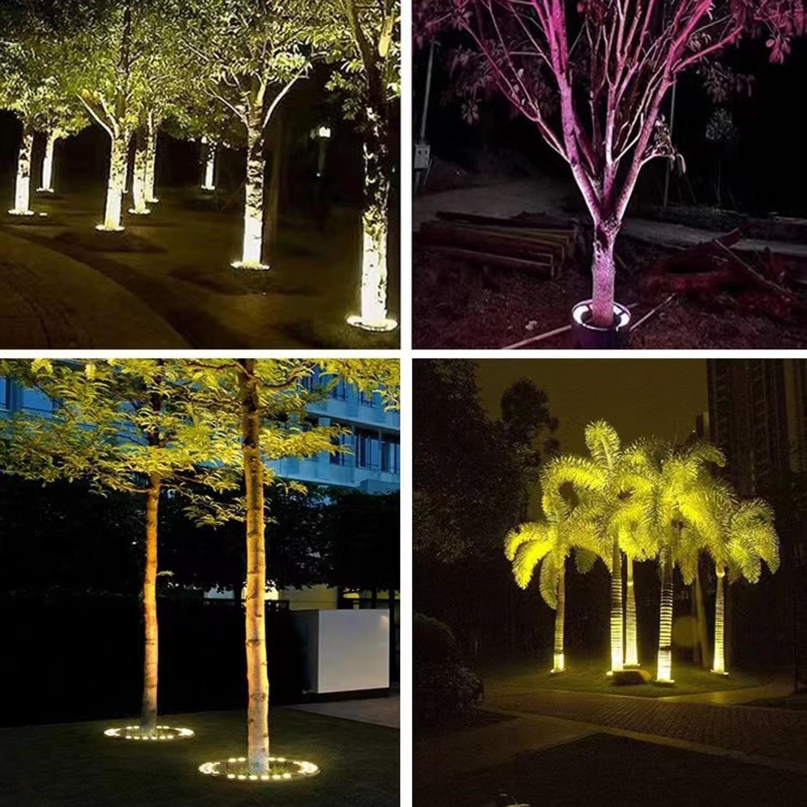 Luz LED De Anillo Para Árbol - Iluminación Colorida Para Jardín Al Aire Libre RGB De 24V/220V, Foco Exterior Impermeable IP65, Lámpara De Paisaje Para Patio Jardín(Warm Light,24W(220V))