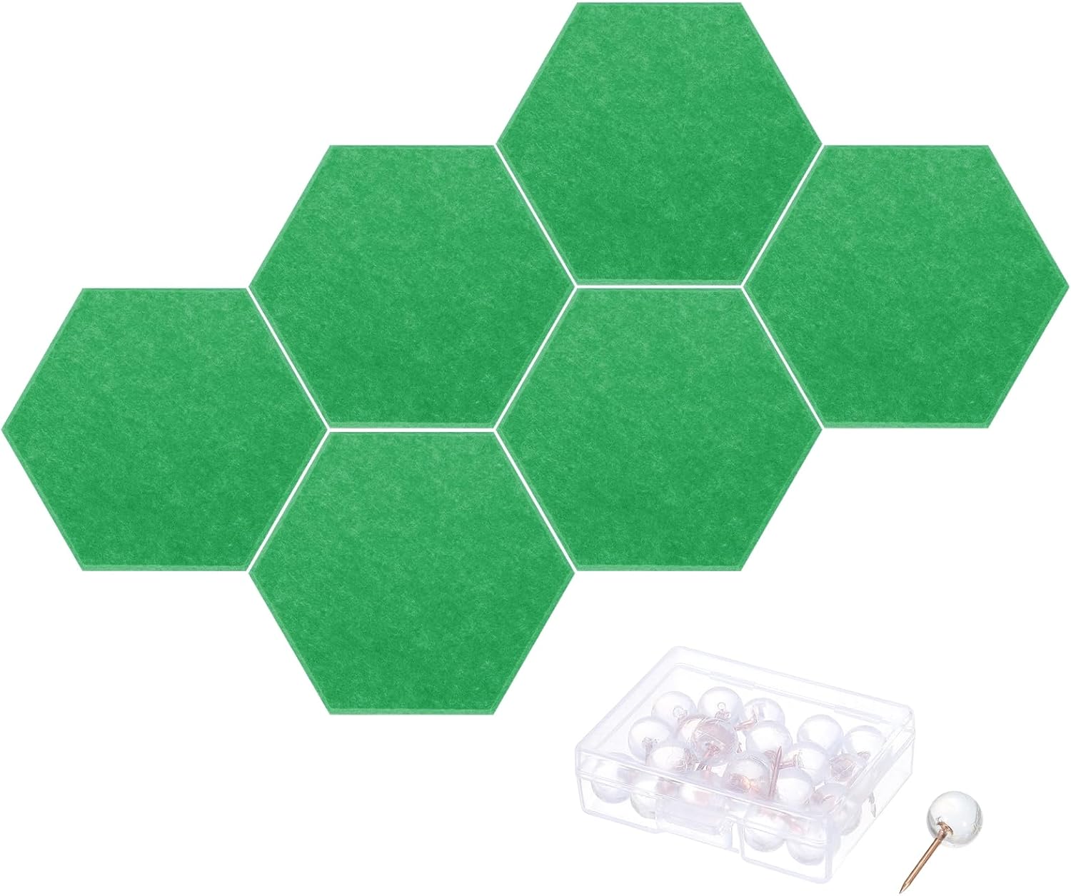 PATIKIL Felt Bulletin Board, 12"x10", 6 Packs Self Adhesive Hexagon Felt Tiles for Sound Proofing Wall Panels for Home Office Recording Studio,Game Room, Emerald Green