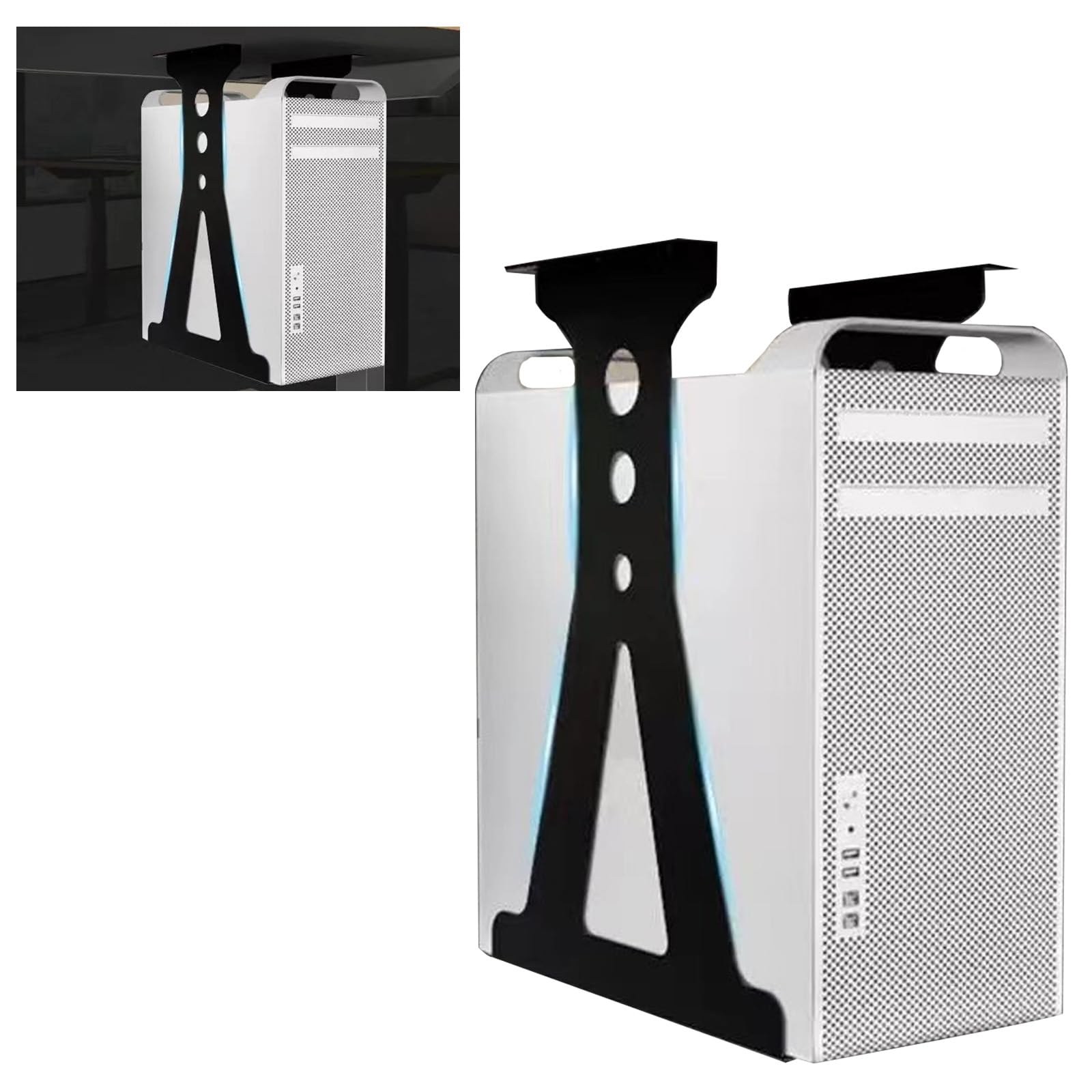 Support PC sous Bureau, Support de Suspension Réglable pour Ordinateur sous Bureau, Jusqu'à 35 kg, Gain De Place, pour la Plupart des Hôtes, Noir