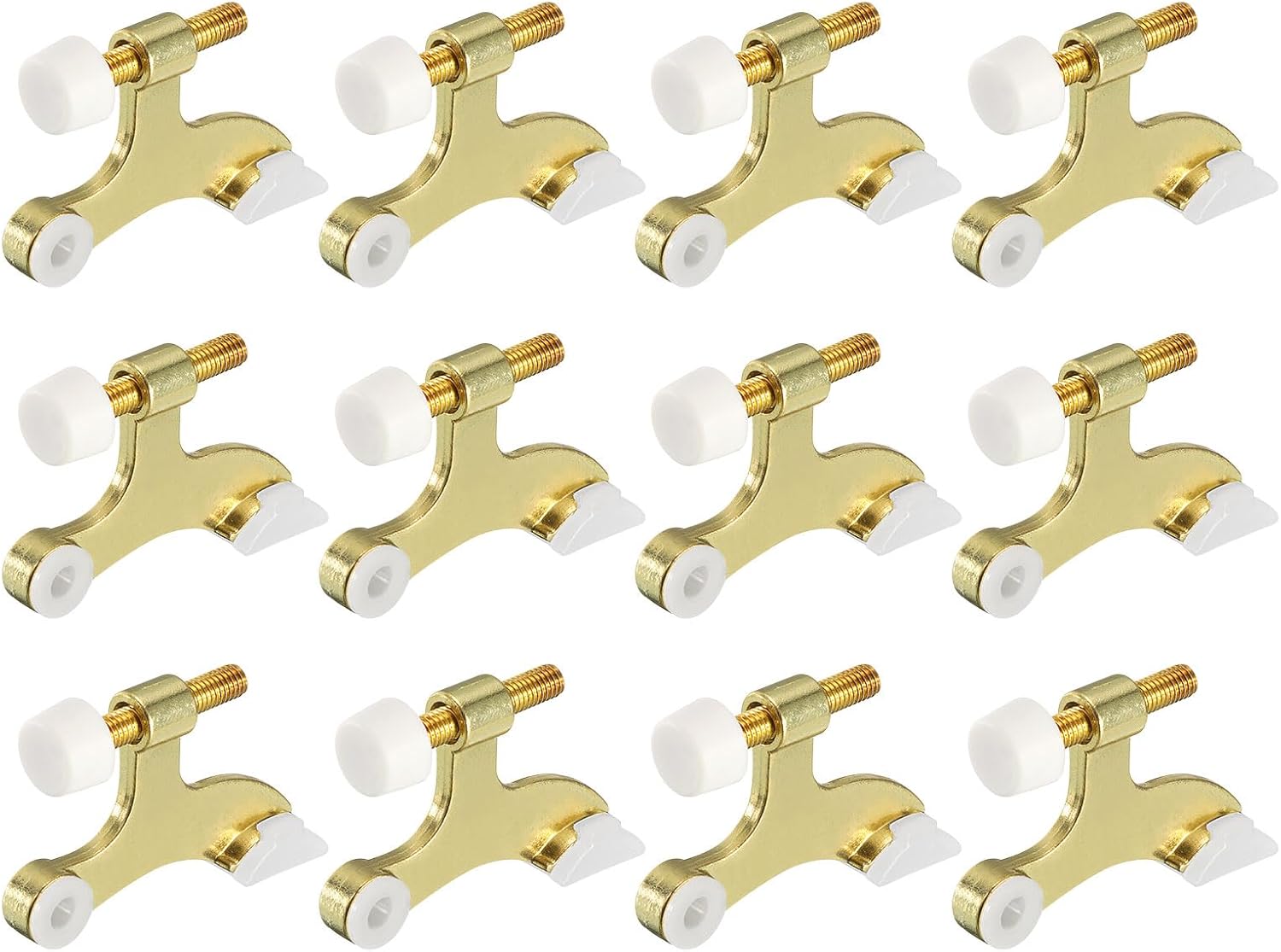 uxcell Door Stoppers, 12Pcs 2-1/2" x 1-3/4" - Zinc Alloy Hinge Pin Door Stop, K Type Adjustable Door Stopper with Rubber Bumper Tips (White)