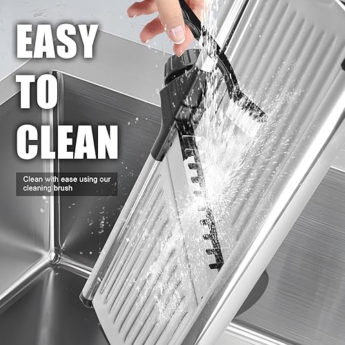 Miniatura 6 de Cortadora de mandolina comercial, cortador de verduras de acero inoxidable, cortador de mandolina antideslizante para cocina, keto, patata, pepino,