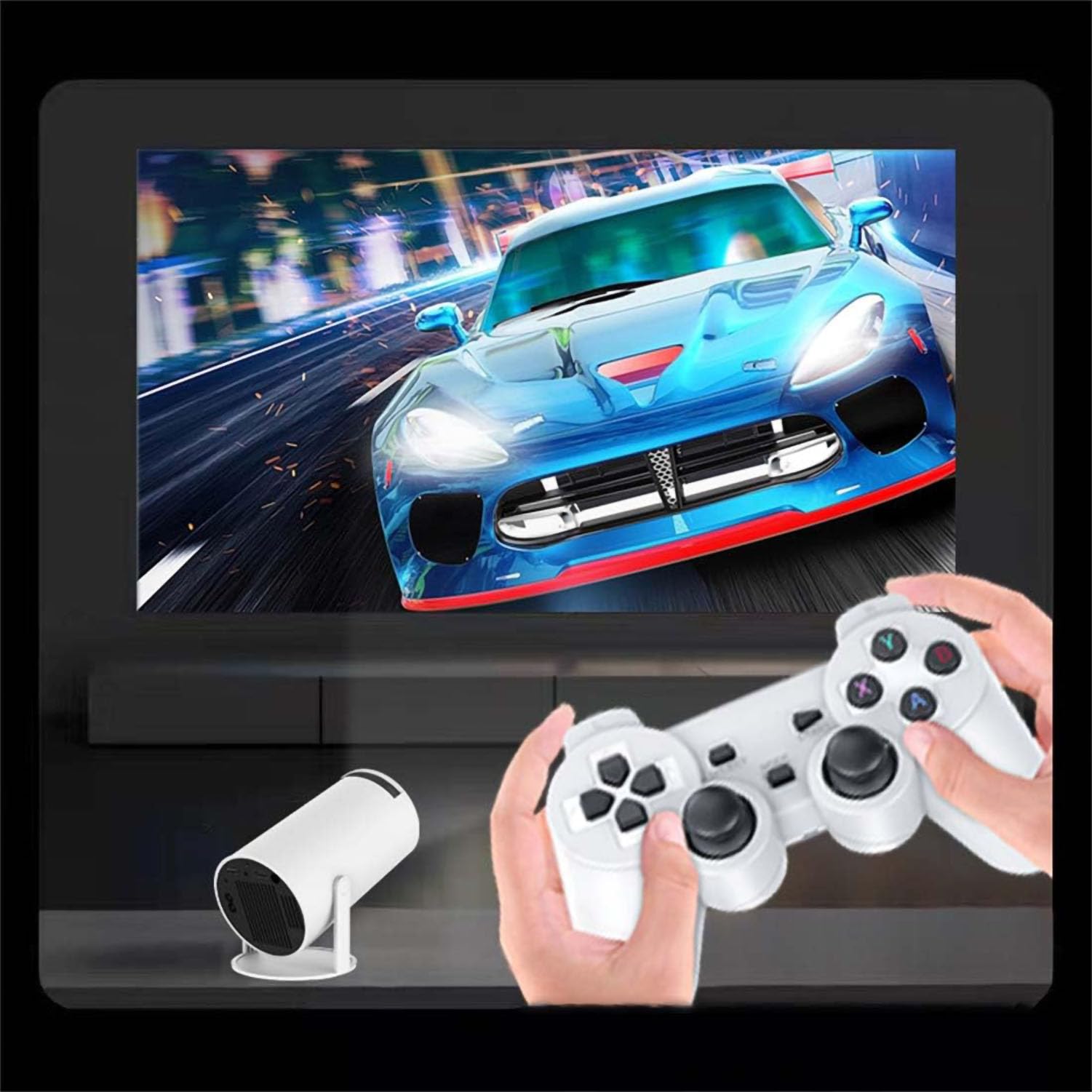 Console di gioco retrò con proiettore, proiettore di gioco retrò 4K HD con 2 controller wireless, uscita HDMI, WiFi