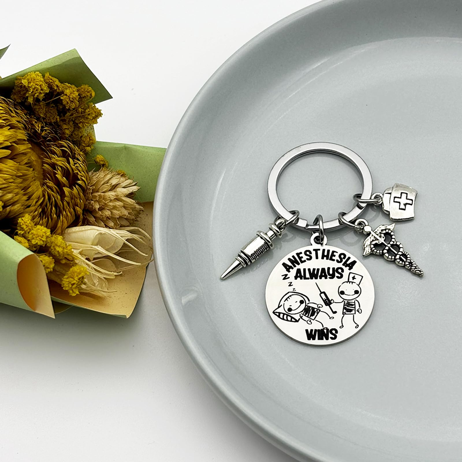 Anesthesia Gifts Nurse Anesthetist Keychain for Christmas Graduation Retirement Appreciation Gifts for Anesthesiologist ICU RN ER Nurse Thank You Gift for Anesthesia Tech Week Anesthesiology Keyring
