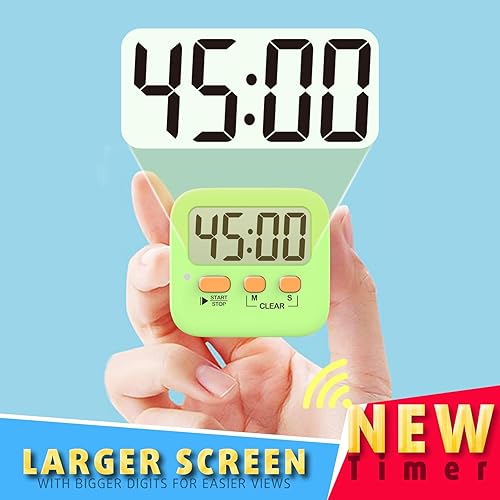 Miniatura 24 de Antonki Paquete de 2 temporizadores digitales para niños, temporizadores de cocina magnéticos de cuenta regresiva para cocinar, huevos, aula, 2 x