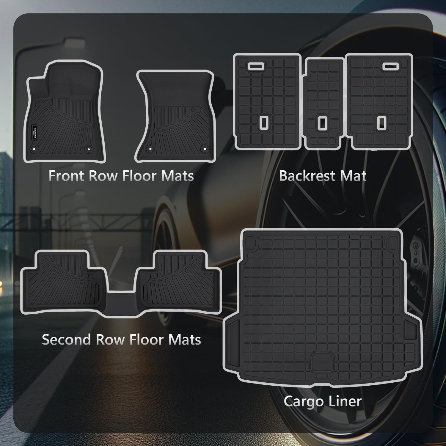 Floor Mats Compatible with Audi Q5/SQ5 2025 2026(Include Sportback),All Weather Protection Duarble TPE Cargo Liner with Backrest Mats Accessories Compatible with Audi Q5/SQ5 2025 2026