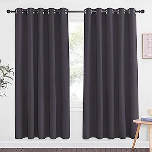 NICETOWN Greyish Purple Blackout Curtains for Bedroom 72 Inches Long, Thermal Insulated Room Darkening Grommet Window Curtains for Living Room Nursery, 66 inch x 72 inche, 1 Panel