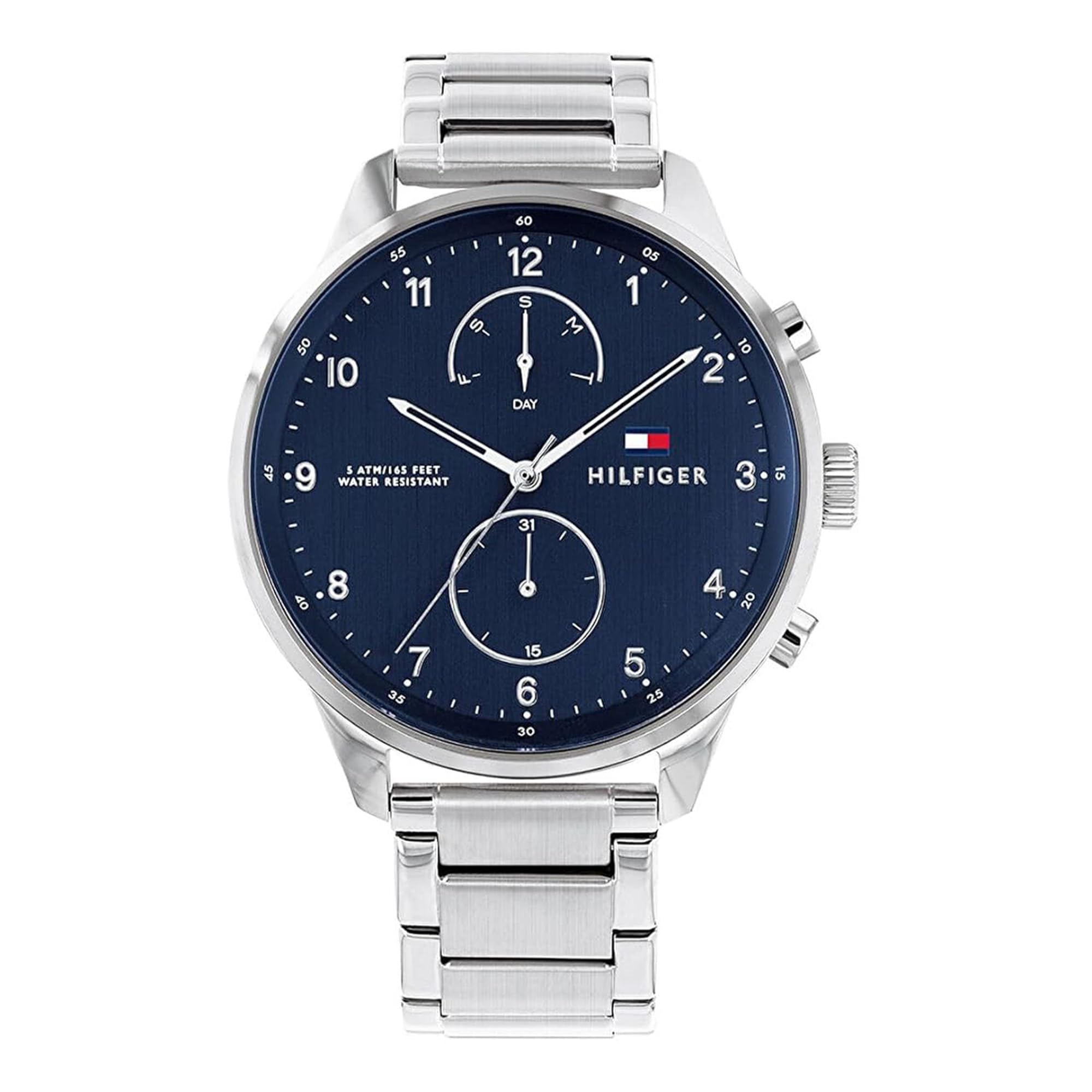 Tommy Hilfiger Multi Zifferblatt Quarz Uhr für Herren mit Silbernes Edelstahlarmband - 1791575