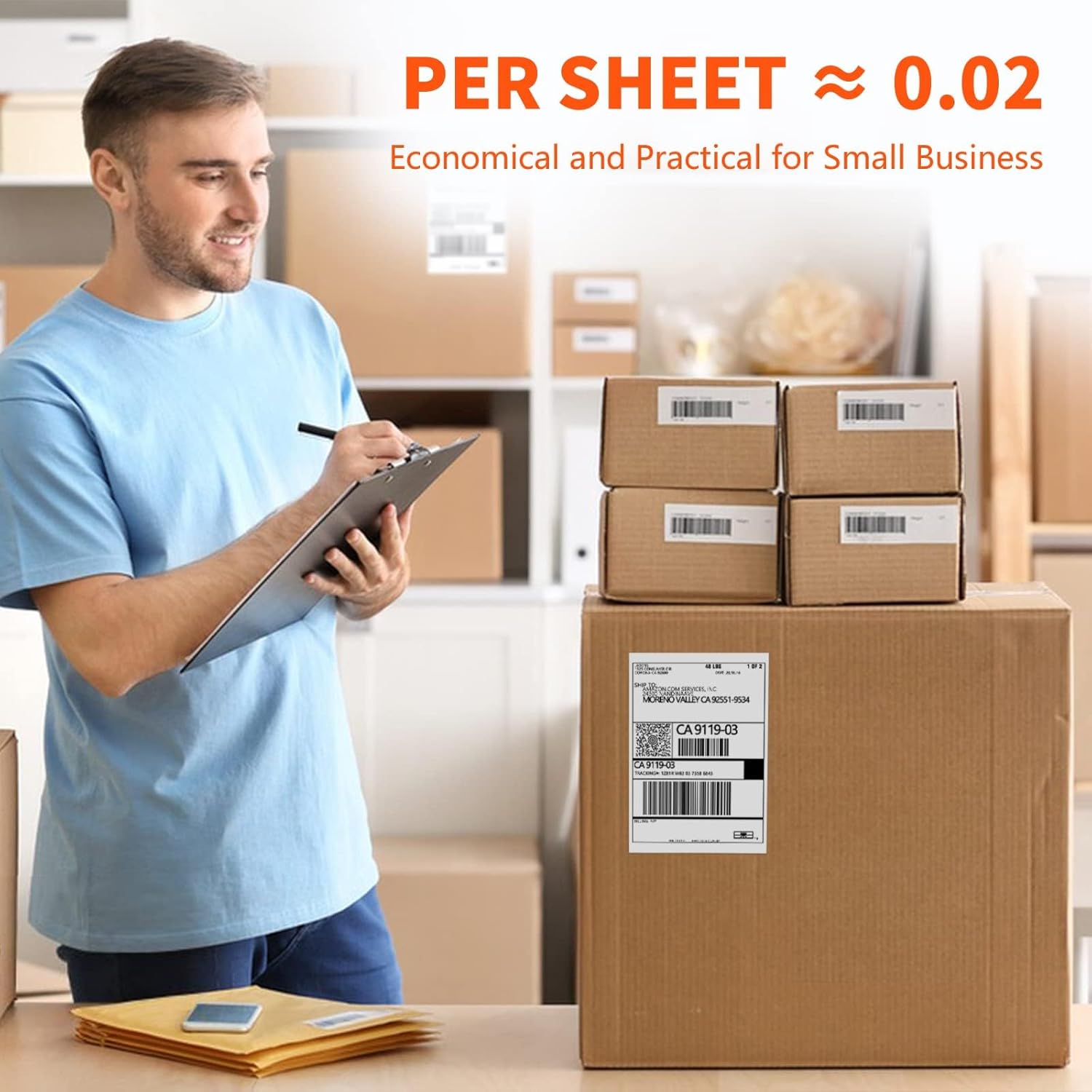 JADENS Thermal Shipping Labels 4x6-350 Labels(4 Rolls), Compatible with Rollo, Brother, Zebra and Most Thermal Printer, Perforated, Commercial Grade, Doesn't Compatible with Dymo