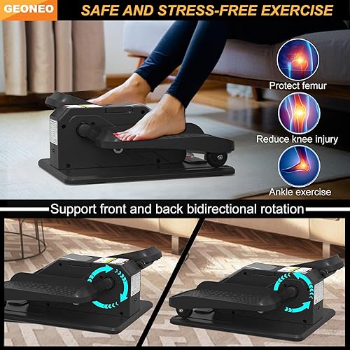 Miniatura 6 de Máquina elíptica para debajo del escritorio, ejercitador elíptico eléctrico para personas mayores, silencioso y pequeño, ejercitador de pedal